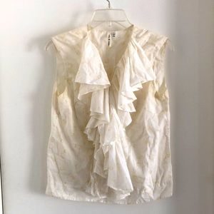 Robert Rodriguez Cream Ruffle Sleeveless Blouse MK